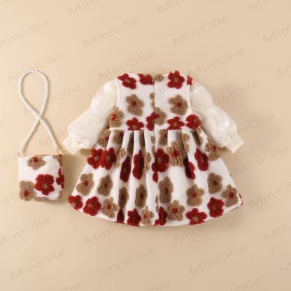 Baby Girl Fleece Flower Dress/Mesh Top - image 2