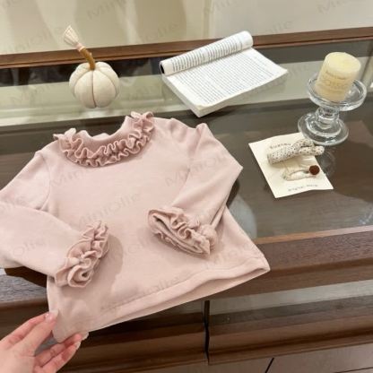 Toddler Kid Girl Solid Color Ruffled T-Shirt - Pink - 10Y - image 4