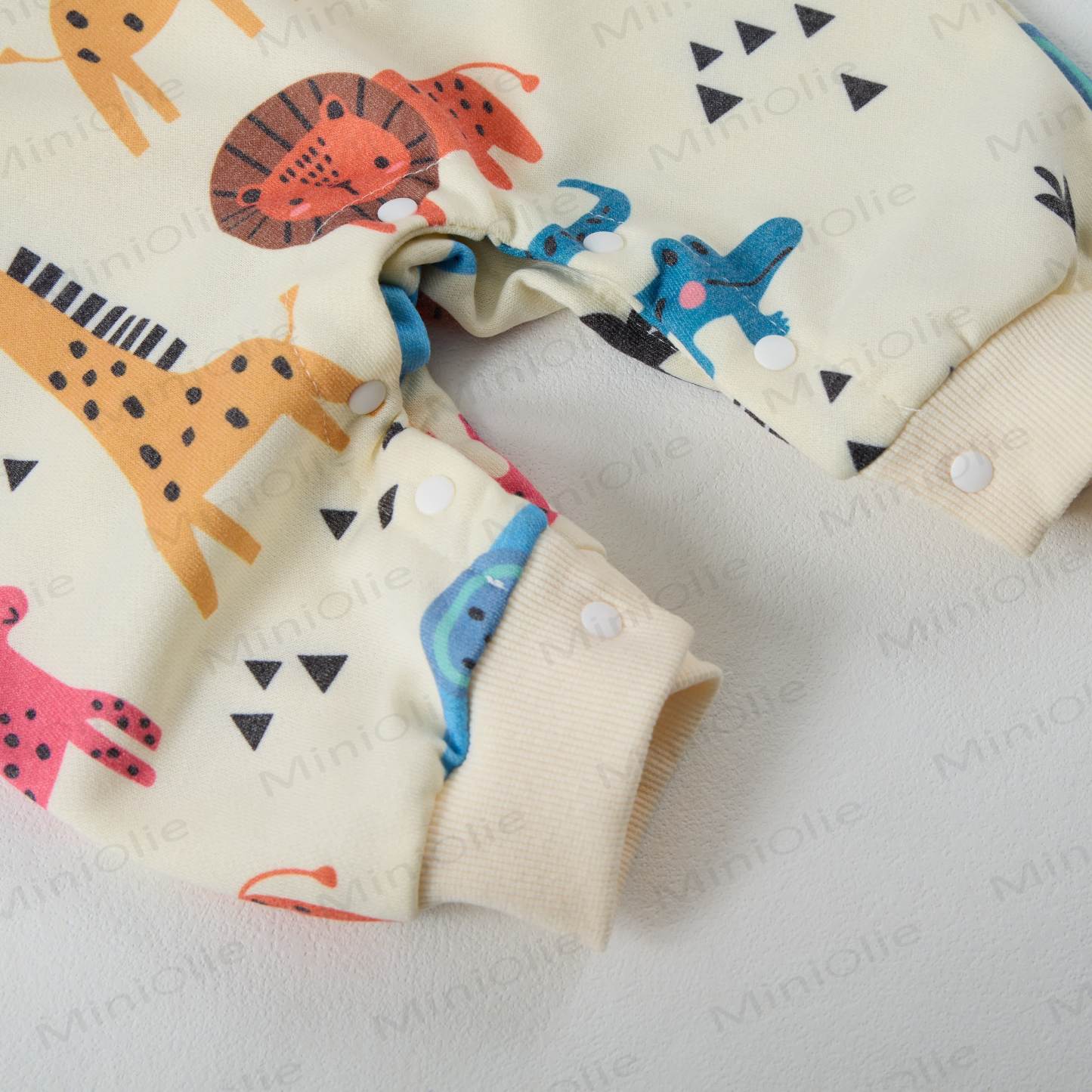 Baby Cartoon Animal Kingdom Beige Romper - image 4