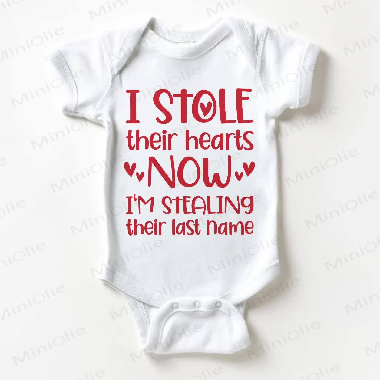I STOLE THEIR HEARTS NOW I'M STEALING THEIR LAST NAME Baby White Bodysuit - White - 18-24M - image 1