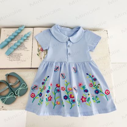 Baby Toddler Girl Lapel Knit Flower Dress - image 3