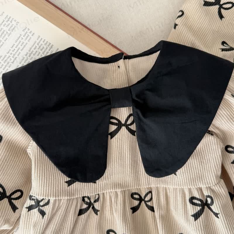 Baby Toddler Girl Lapel Bow Dress/ Bodysuit - image 5