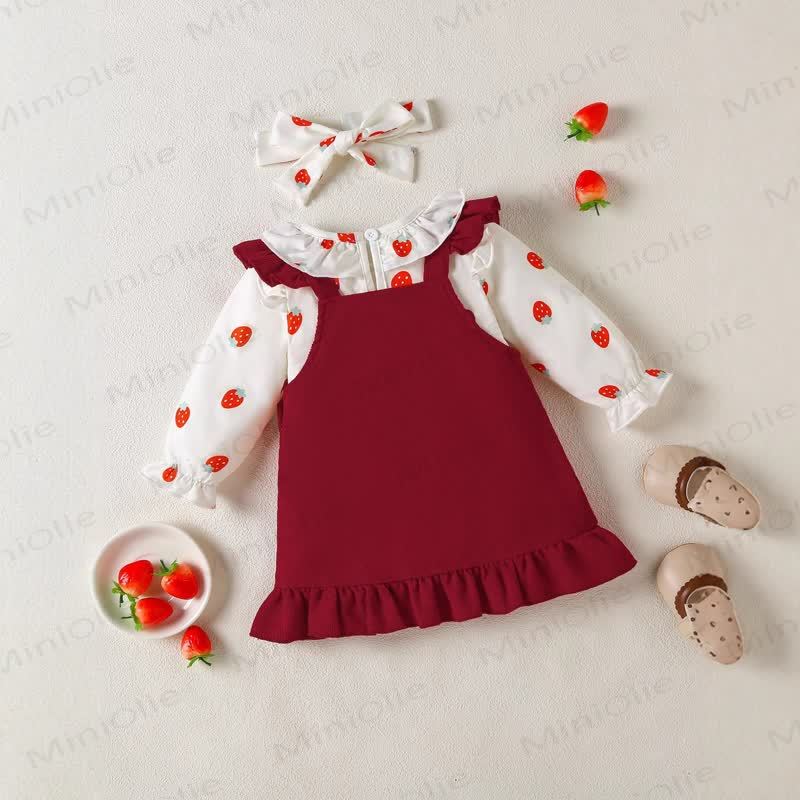 SWEETY Baby Girl 3D Love Dress & Strawberry Bodysuit - image 2