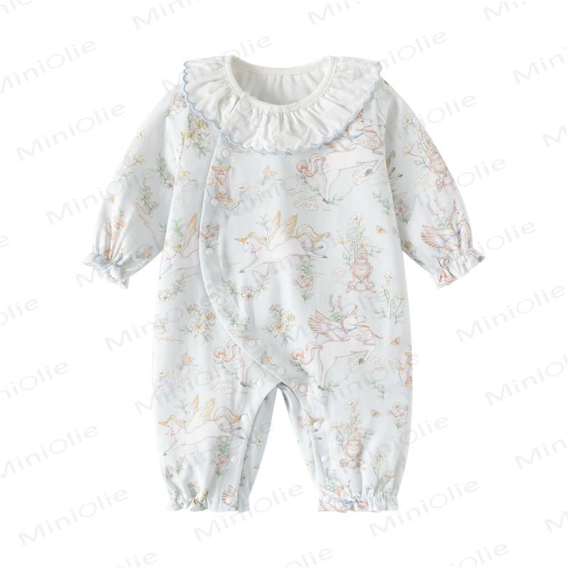 Baby Floral Animal Romper - Blue Horse - 12-18M - image 1