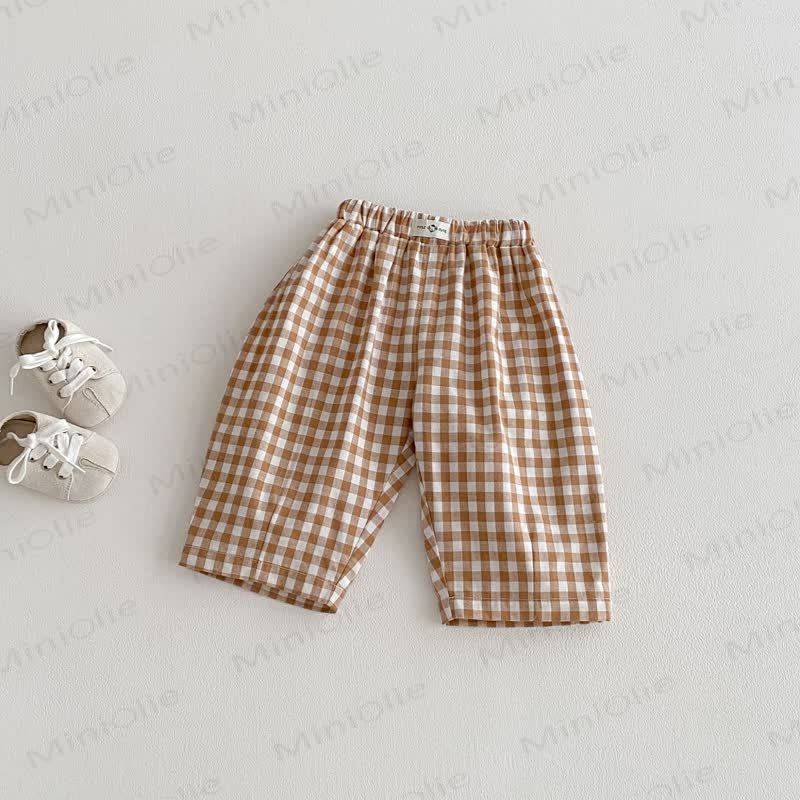 Baby Toddler Plaid Pants - Coffee White Plaid - 5-7T - image 9