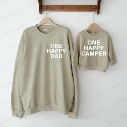 ONE HAPPY MAMA/DAD / ONE HAPPY CAMPER Baby Grey Green Family Sweatshirt  - Happy Dad - XL - image 2