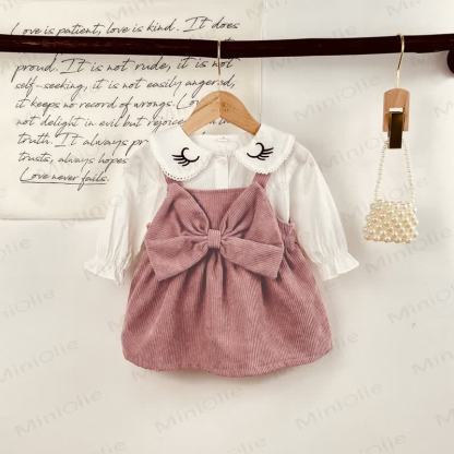 Baby Toddler Girl Bow Cord Dress - Pink - 3-4Y - image 1