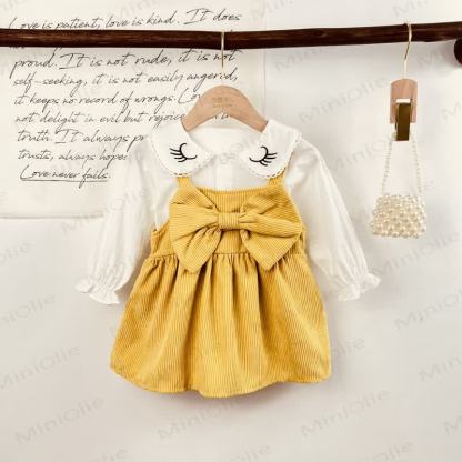 Baby Toddler Girl Bow Cord Dress - Yellow - 3-4Y - image 5