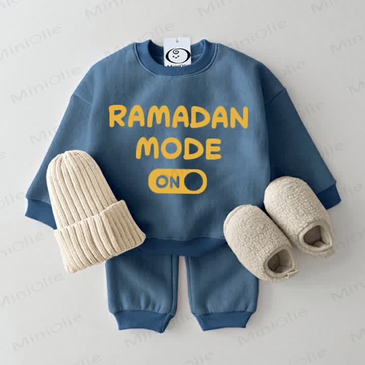 RAMADAN MODE ON Baby Sweatsuit 2-piece Set - Blue - 2-3T - image 1