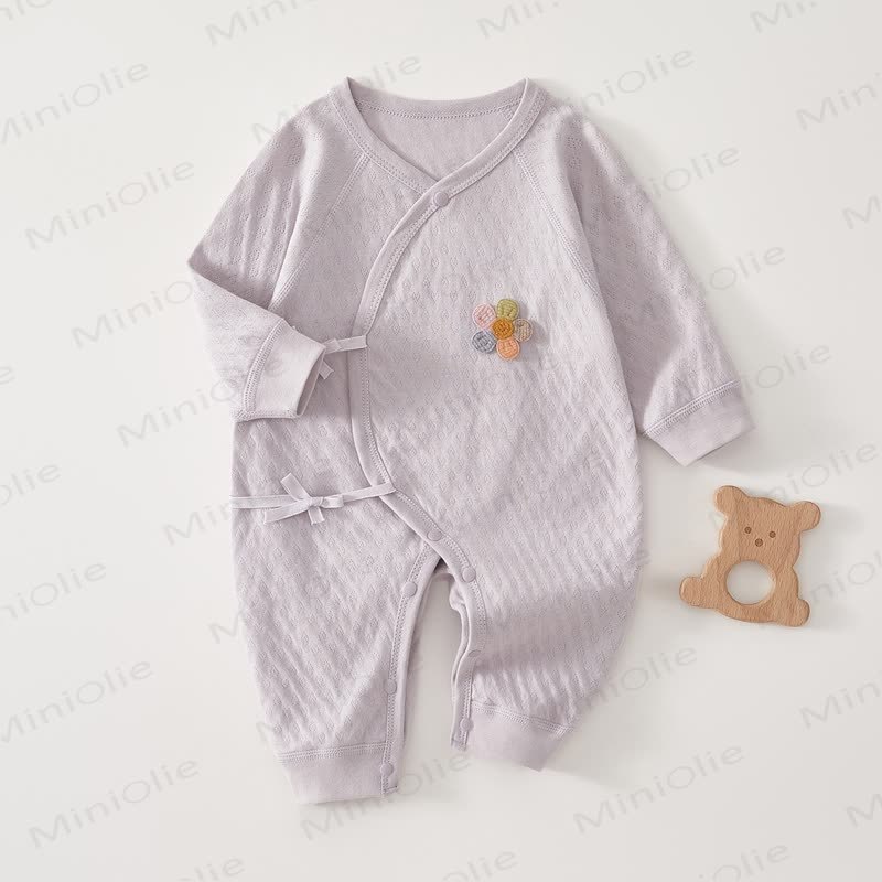  Baby Newborn Flower Cotton Kimono Romper - Purple - 3-6M - image 2