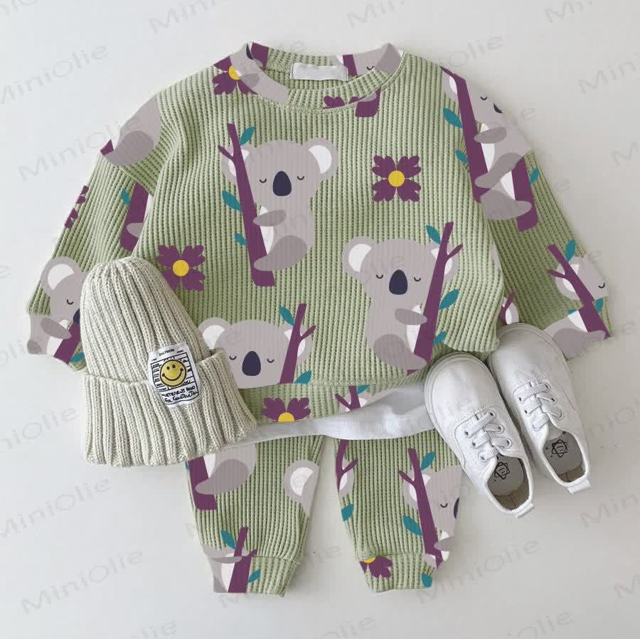 Baby Waffle Koala Sweatshirt 2-piece Set - Green - 18-24M - image 1
