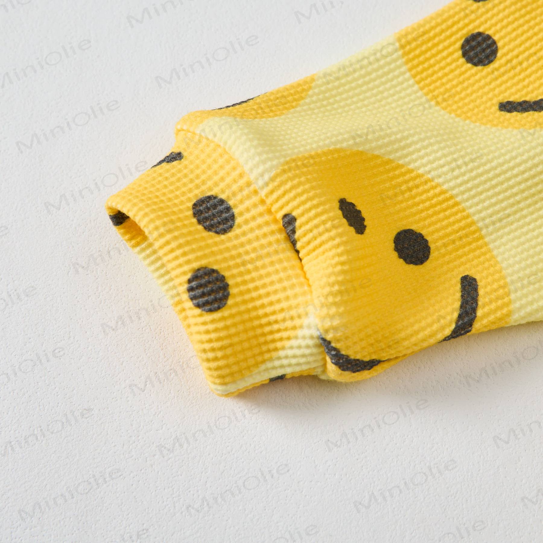Baby Waffle Yellow Smiley Face Sweatshirt 2-piece Set - image 4