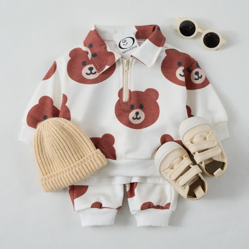  Baby Toddler White Bear Lapel 2-piece Set - image 2