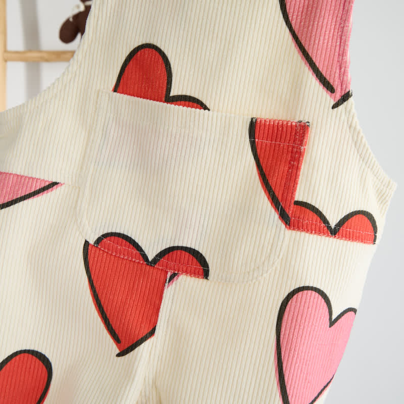 Baby Toddler Heart Corduroy Beige Overalls - image 5