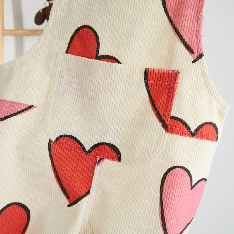 Baby Toddler Heart Corduroy Beige Overalls - image 5