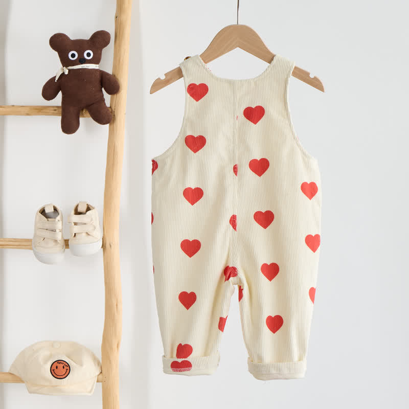 Baby Toddler Love Corduroy Beige Overalls - image 3
