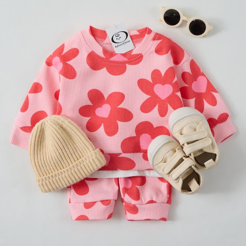 Baby Flower Heart Pink Waffle 2-piece Set - image 2