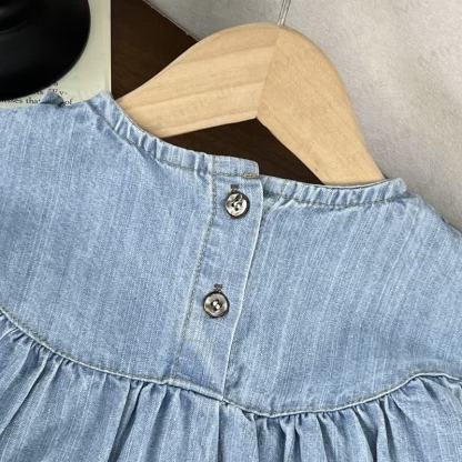Baby Toddler Girl Sweet Solid Color Denim Dress - image 6