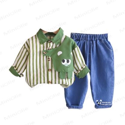 Baby Toddler Boy Stripe 2-piece Set - Green - 5-7T - image 6
