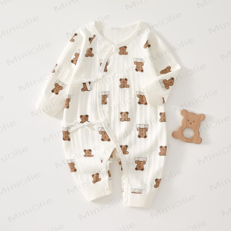  Baby Newborn Bear/Heart Kimono Romper - Bear - 3-6M - image 1