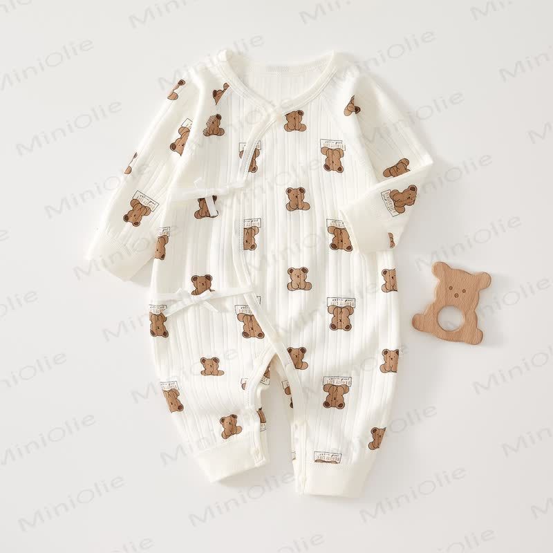  Baby Newborn Bear/Heart Kimono Romper - Bear - 3-6M - image 1