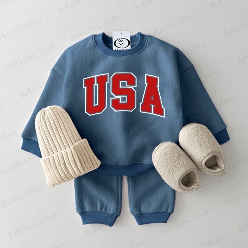 USA Baby Sweatshirt & Pants 2-piece Blue Set - Blue - 2-3T - image 1