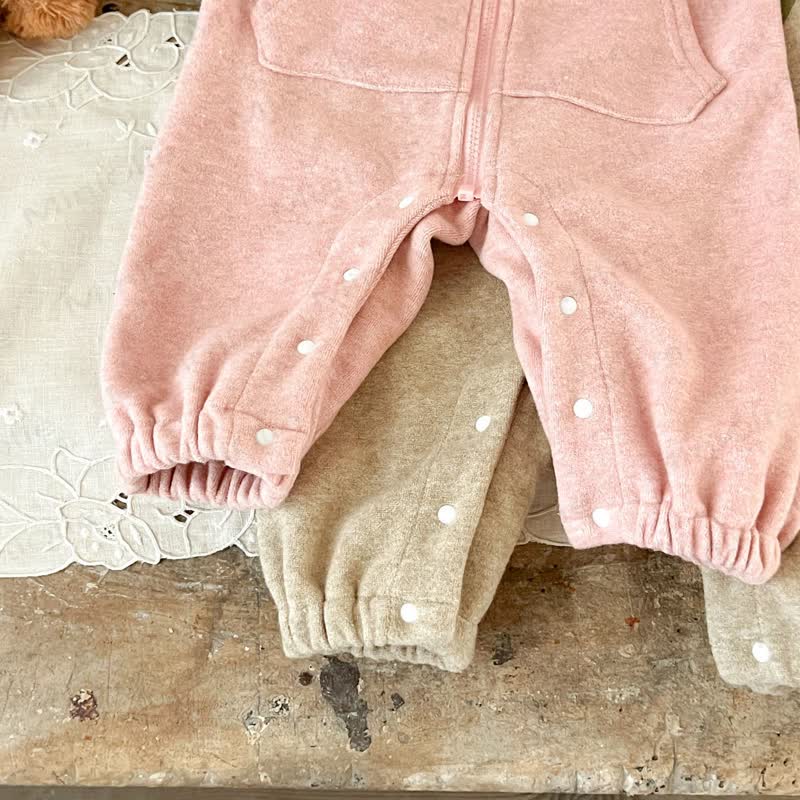 Baby Bear Pocket Fleece Lined Hooded Romper - image 12