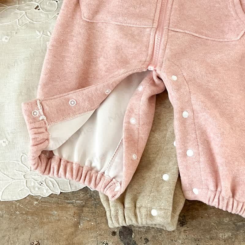 Baby Bear Pocket Fleece Lined Hooded Romper - image 13