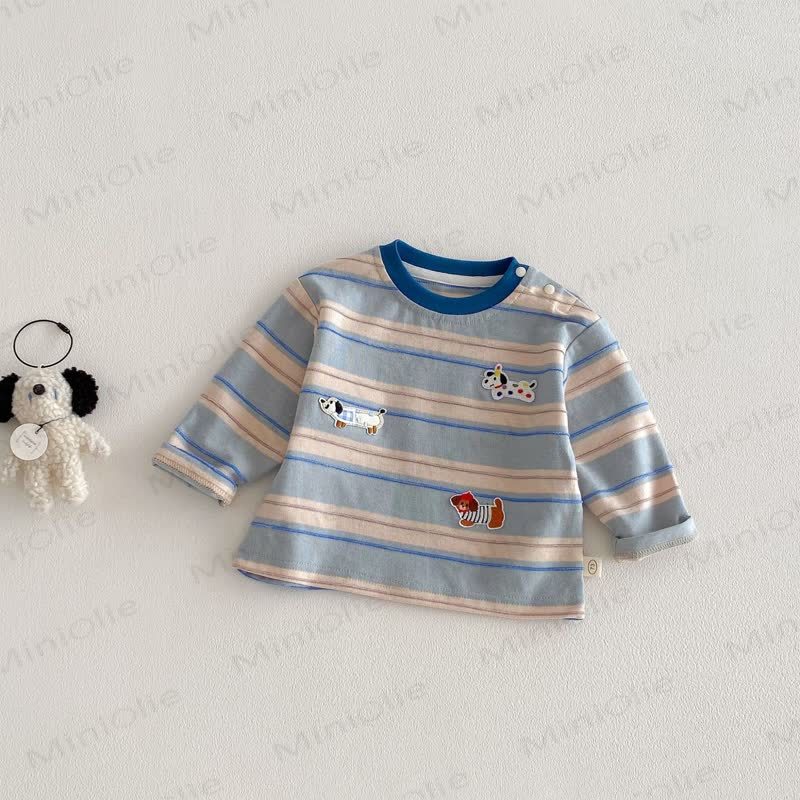 Baby Toddler Puppy Striped T-shirt - Blue - 5-7T - image 7
