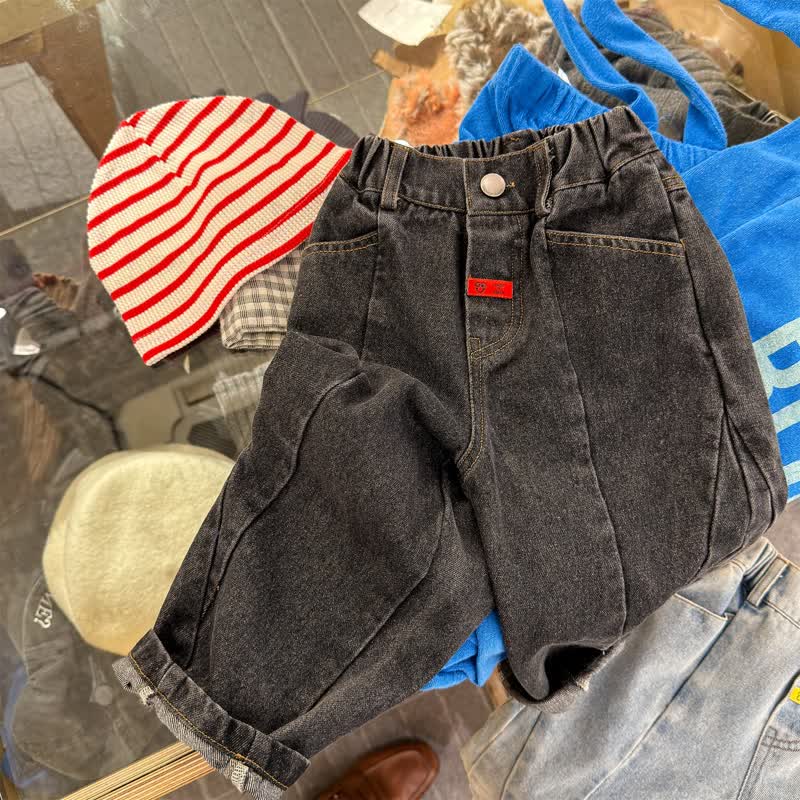 Baby Toddler Denim Solid Color Pants - Black - 8Y - image 5