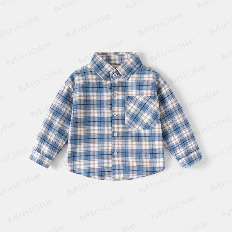Kid Boy Plaid Pocket Shirt - Blue - 8Y - image 2