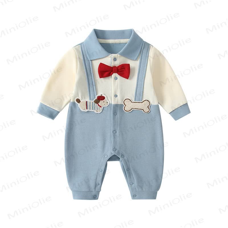Baby Fake 2pcs Puppy Bow Romper - image 4