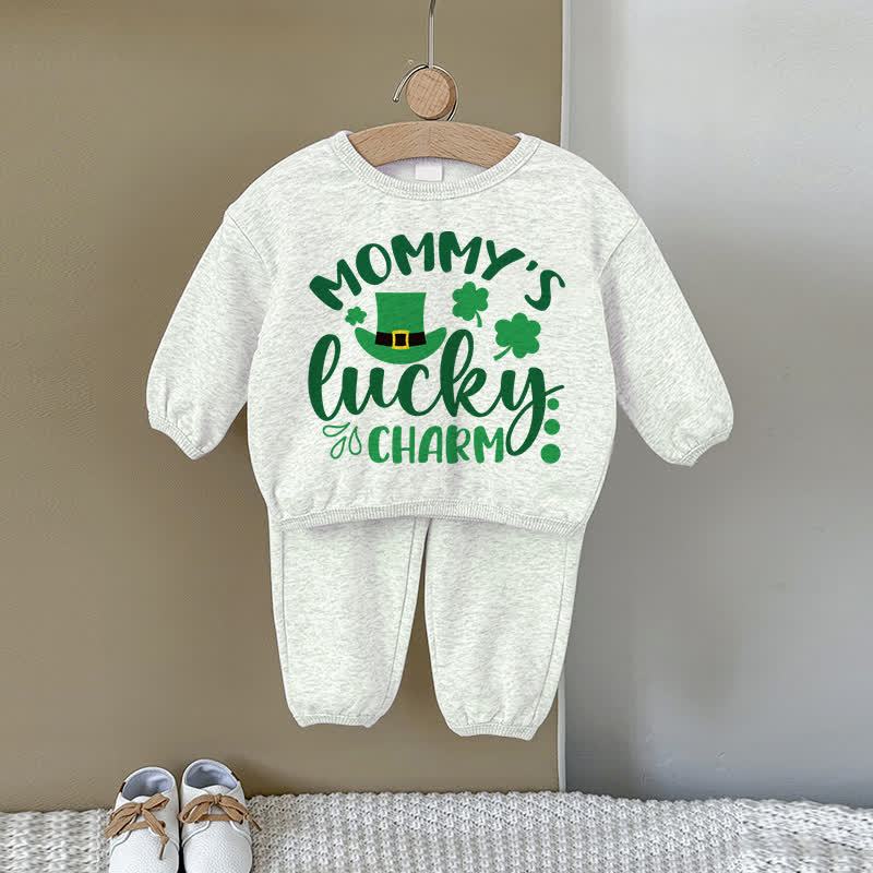 MOMMY'S LUCKY CHARM Baby Gray Sweatshirt 2-piece Set - Gray - 2-3T - image 1