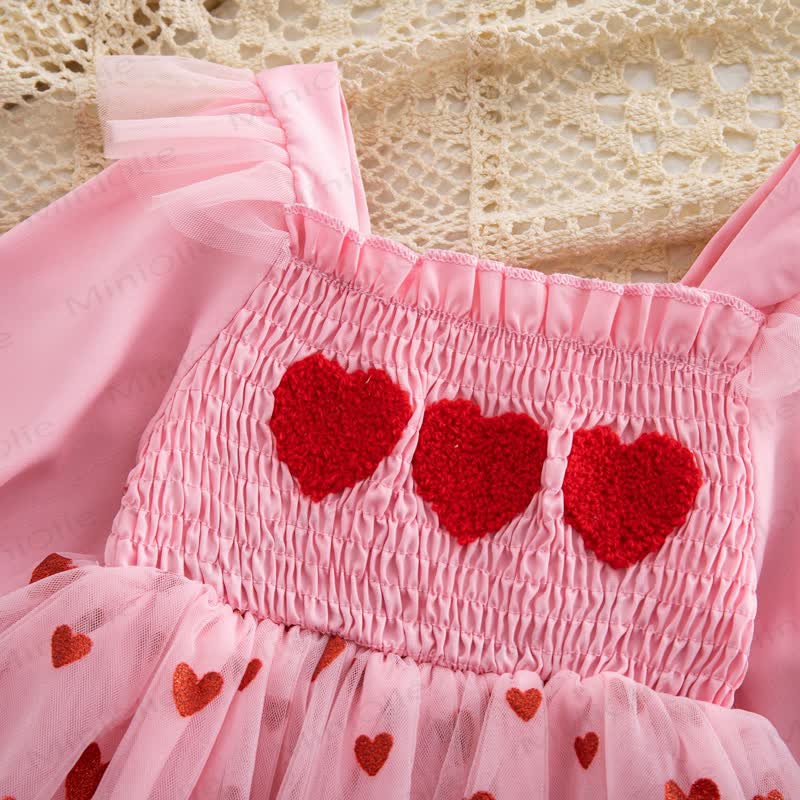Baby Heart Embroidered Mesh Skirted Bodysuit - image 3