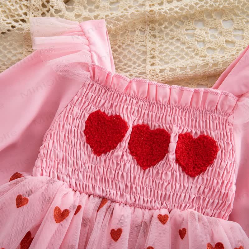 Baby Heart Embroidered Mesh Skirted Bodysuit - image 3