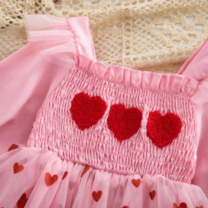 Baby Heart Embroidered Mesh Skirted Bodysuit - image 3