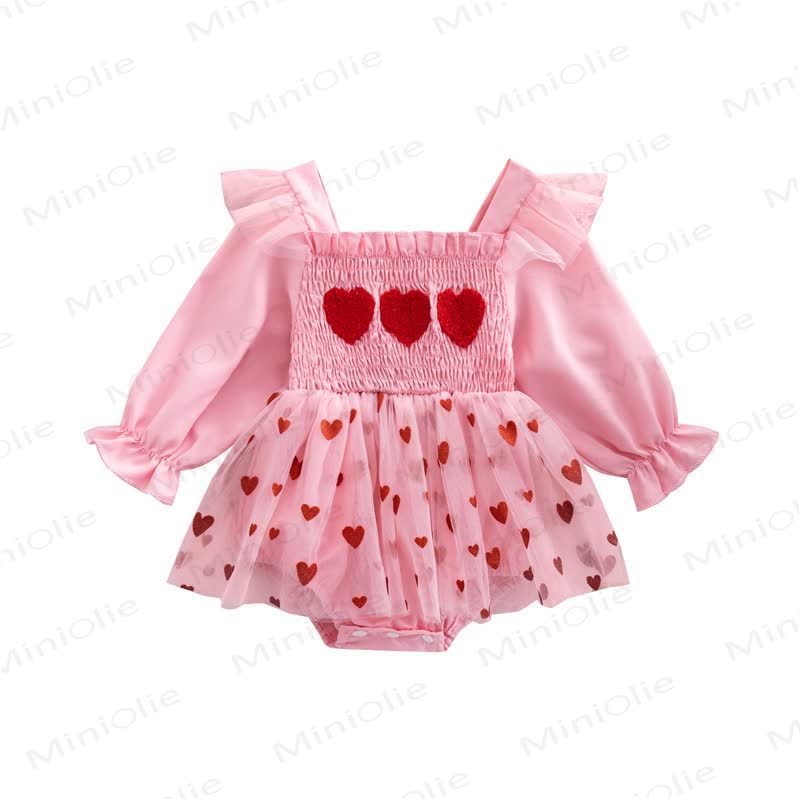 Baby Heart Embroidered Mesh Skirted Bodysuit - image 7