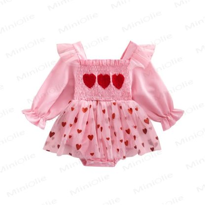 Baby Heart Embroidered Mesh Skirted Bodysuit - image 7