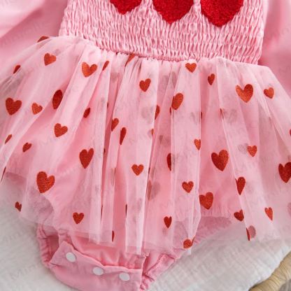 Baby Heart Embroidered Mesh Skirted Bodysuit - image 6