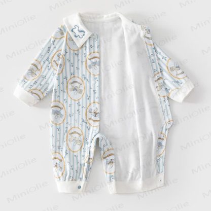 Baby Cartoon Horse Striped Romper - image 2