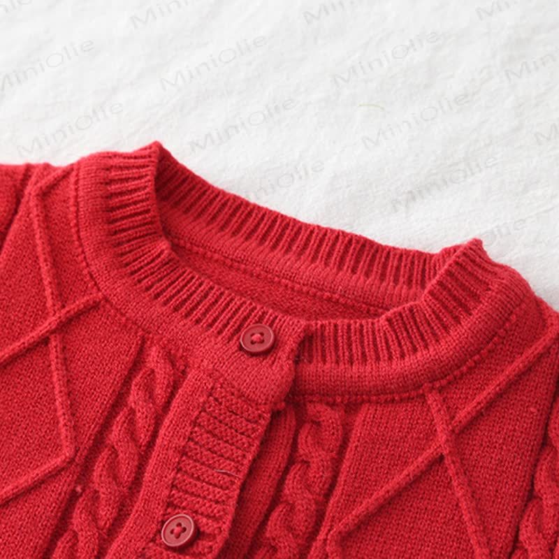 Baby Toddler Girl Strawberry Flower 3-piece Knit Set - image 6