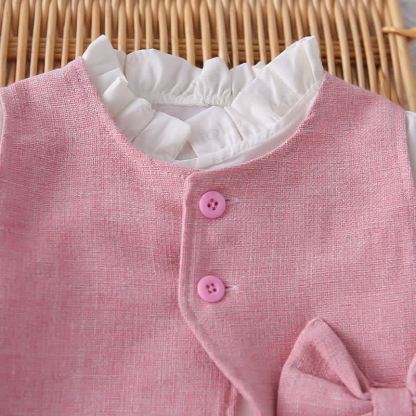 Baby Toddler Girl Solid Color Bow 3-piece Woven Set - image 12