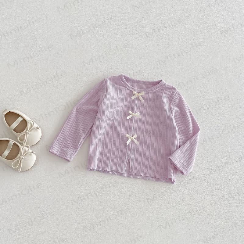 Baby Toddler Bow Solid Color T-shirt - Purple - 5-7T - image 8