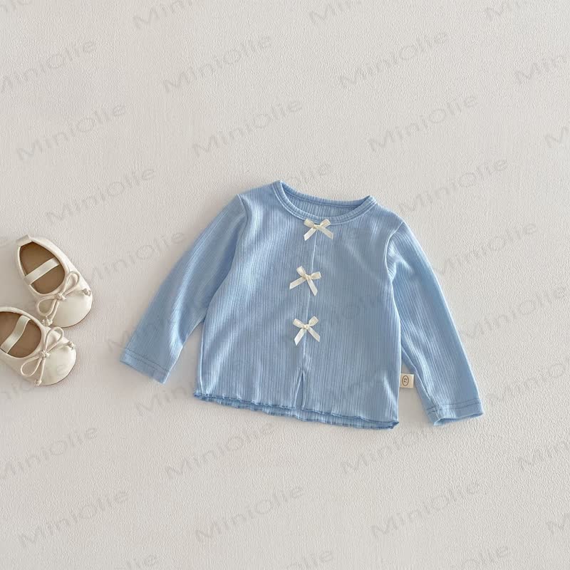 Baby Toddler Bow Solid Color T-shirt - Blue - 5-7T - image 9