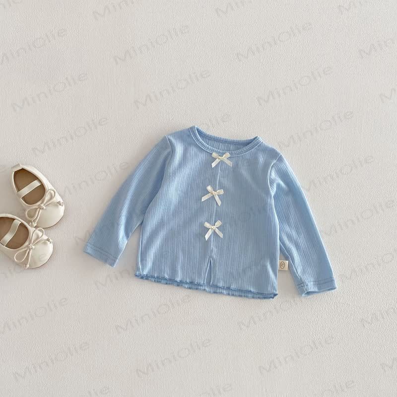Baby Toddler Bow Solid Color T-shirt - Blue - 5-7T - image 9