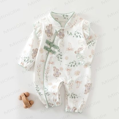 Baby Bunny Knot Button Romper - Green - 18-24M - image 1