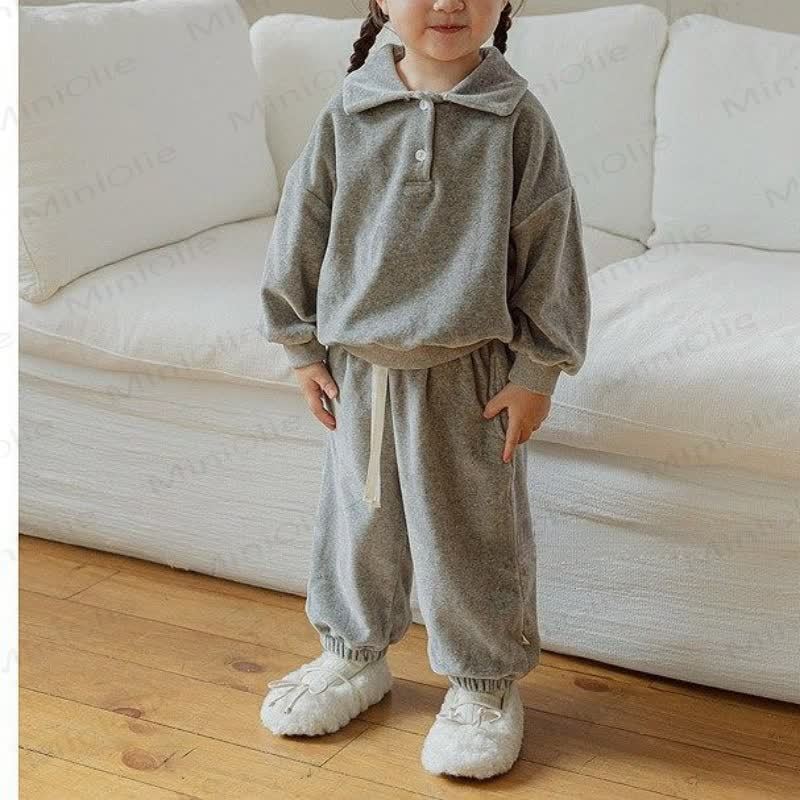 Baby Toddler Lapel Solid Color 2-piece Set - image 3