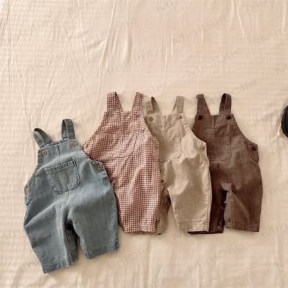 Baby Toddler Solid Color/Plaid Denim Overalls - image 1