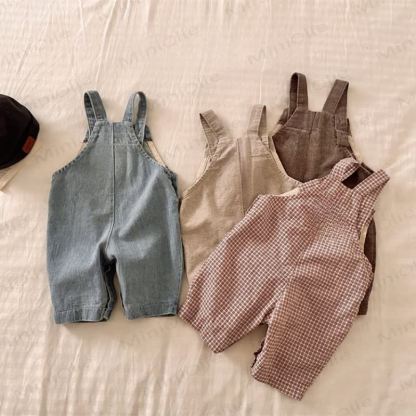 Baby Toddler Solid Color/Plaid Denim Overalls - image 2