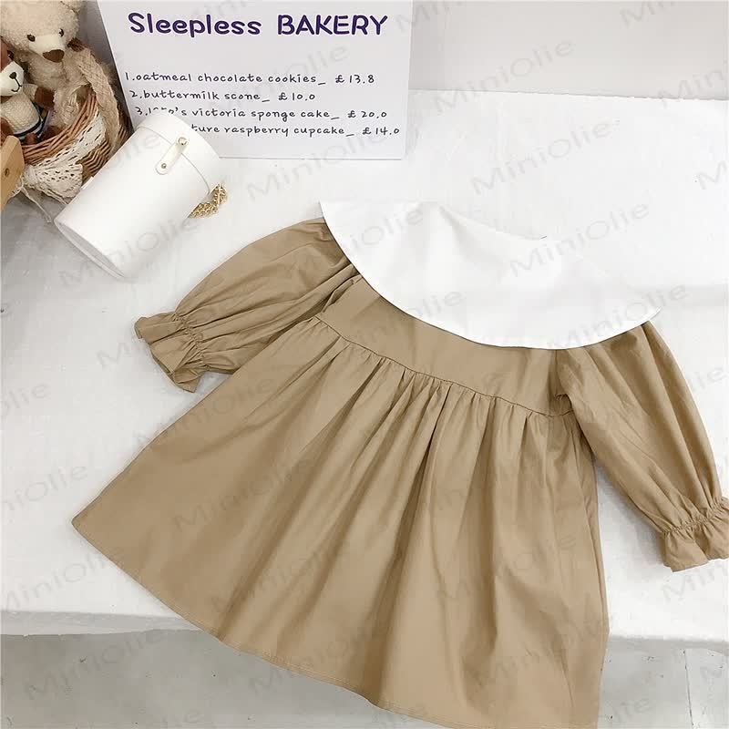 Toddler Kid Girl Lapel Solid Color Dress - image 4